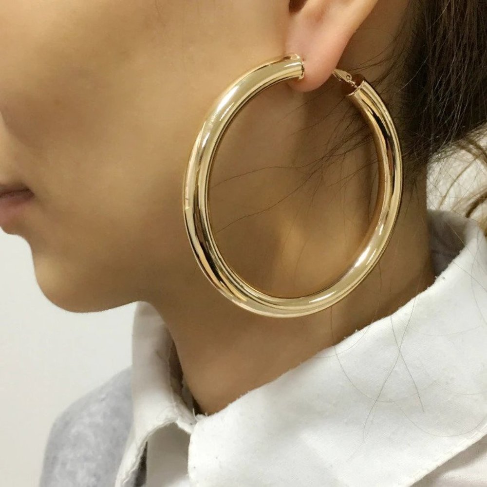 Large Metal Hoop Earrings 70 mm